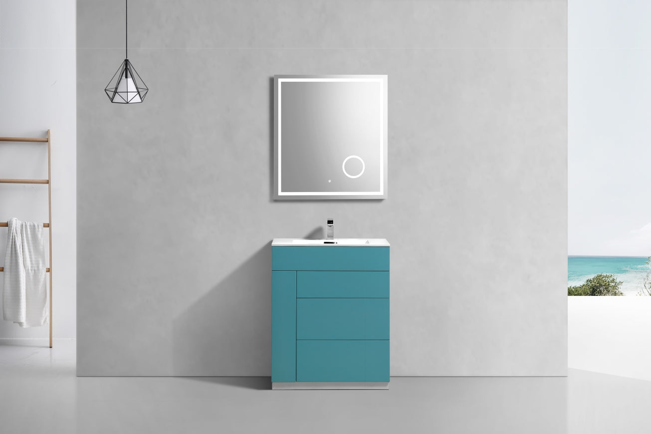 30" Milano Teal Green Floor Mount Modern Bathroom Vanity