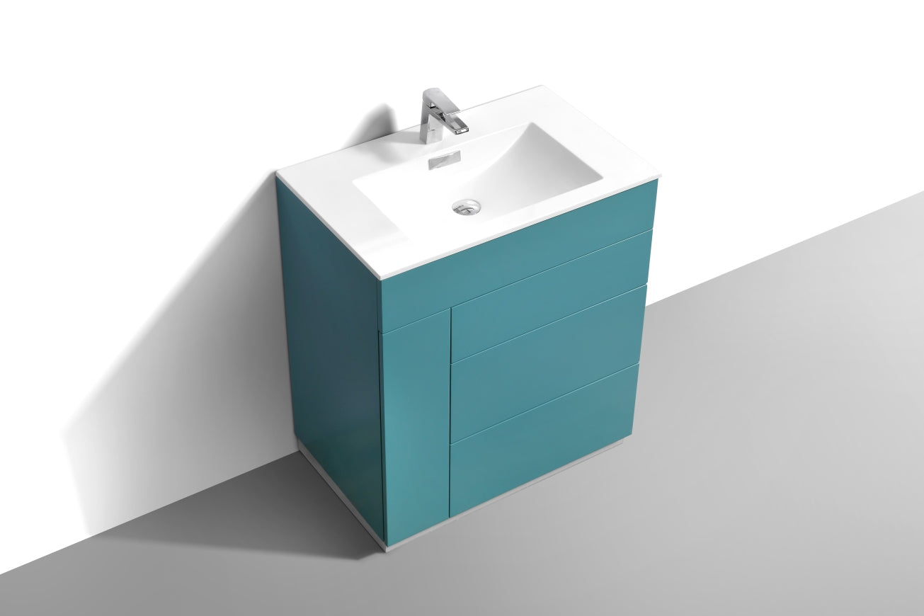 30" Milano Teal Green Floor Mount Modern Bathroom Vanity