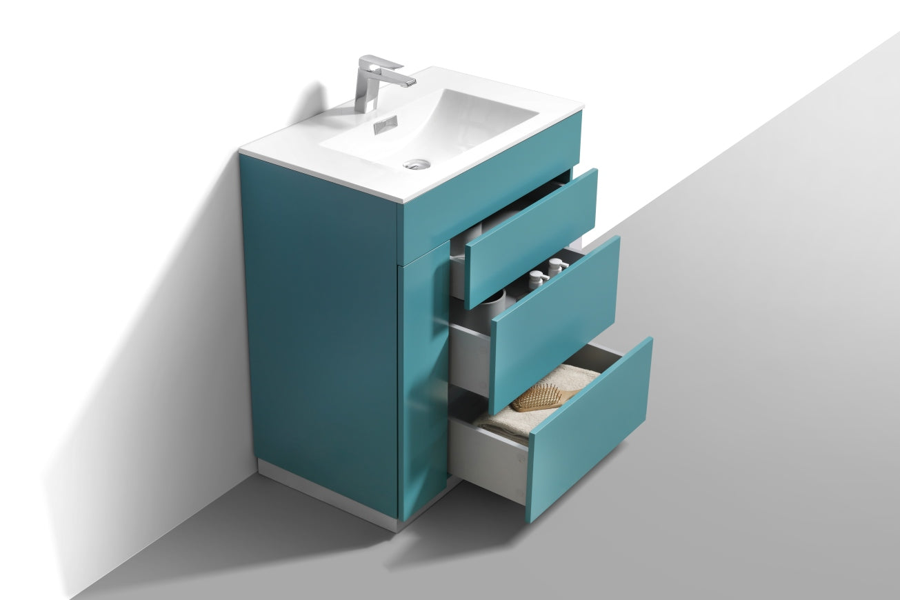 30" Milano Teal Green Floor Mount Modern Bathroom Vanity