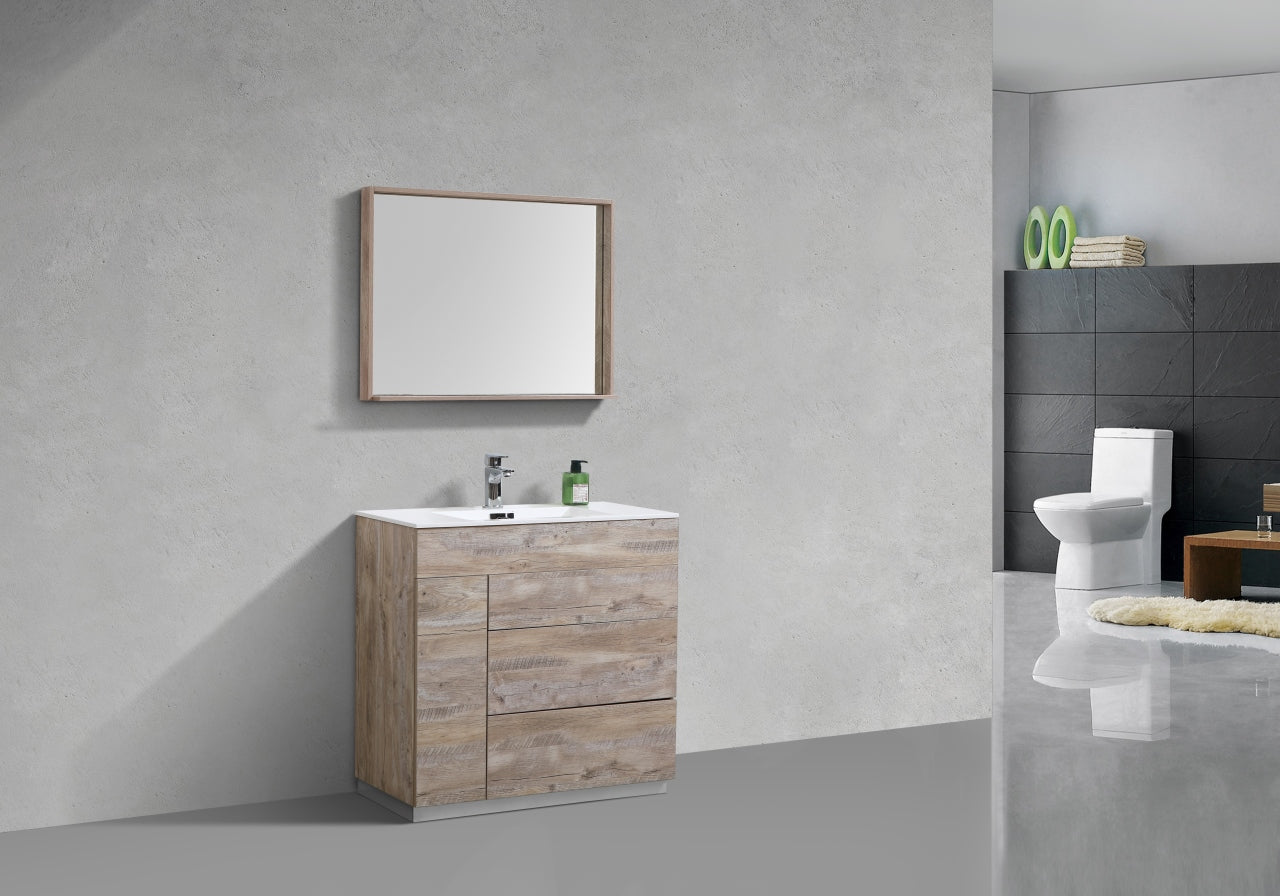 36" Milano Nature Wood Floor Mount Modern Bathroom Vanity - 65% OFF