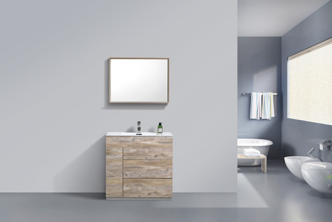 36" Milano Nature Wood Floor Mount Modern Bathroom Vanity - 65% OFF