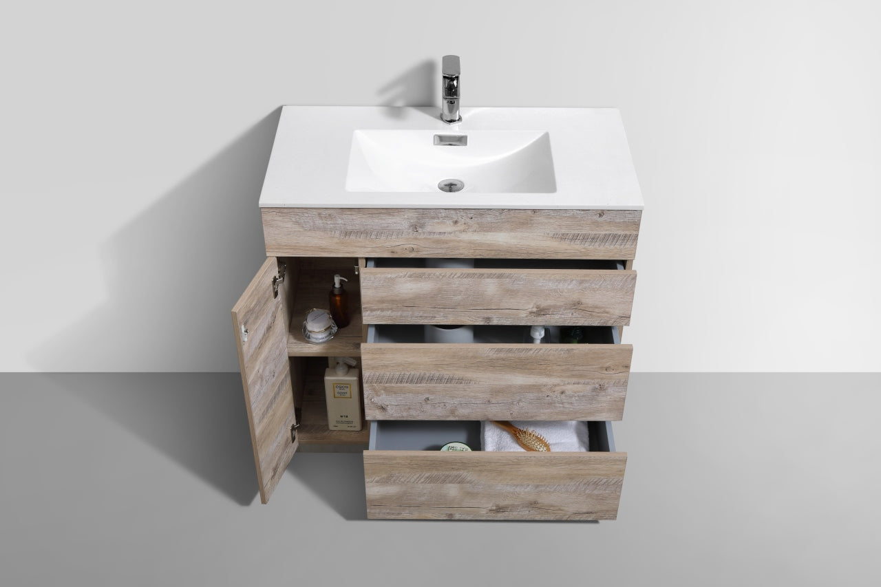 36" Milano Nature Wood Floor Mount Modern Bathroom Vanity - 65% OFF