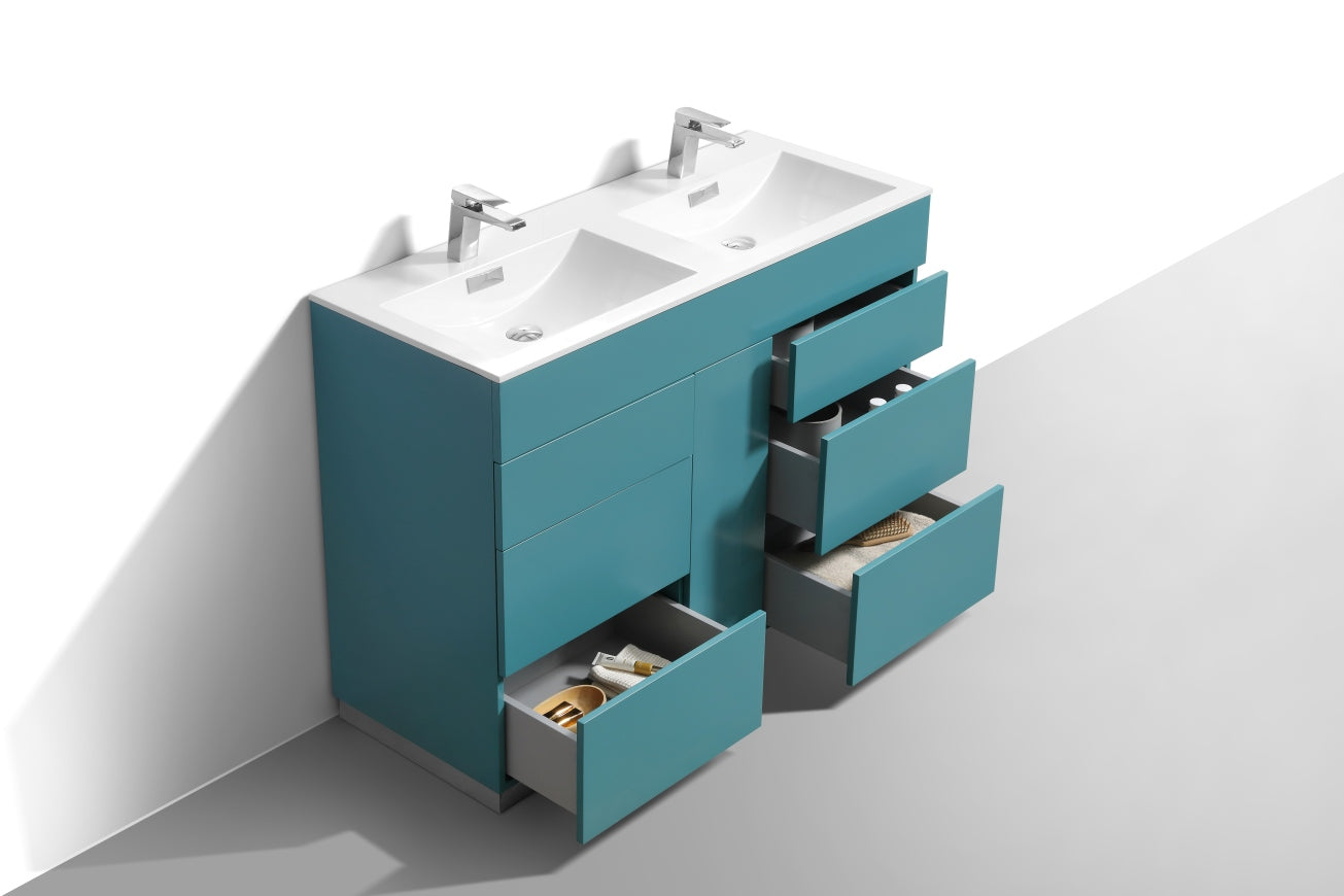 48" Milano Teal Green Floor Mount Modern Bathroom Vanity with Double Sink - 65% OFF