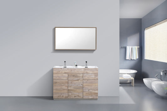 48" Milano Nature Wood Floor Mount Modern Bathroom Vanity with Double Sink
