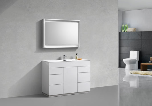 48" Milano Gloss White Floor Mount Modern Bathroom Vanity