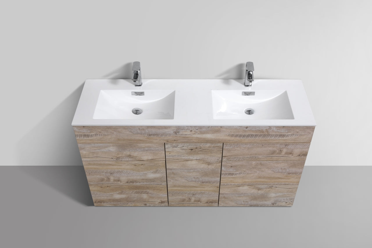 60" Milano Nature Wood Floor Mount Modern Bathroom Vanity with Double Sink - 65% OFF