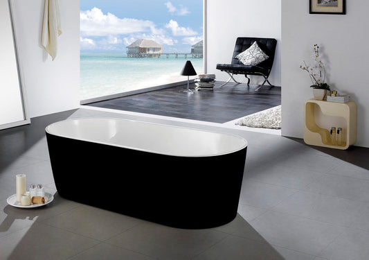 67'' Kube OVALE Black and White Free Standing Bathtub
