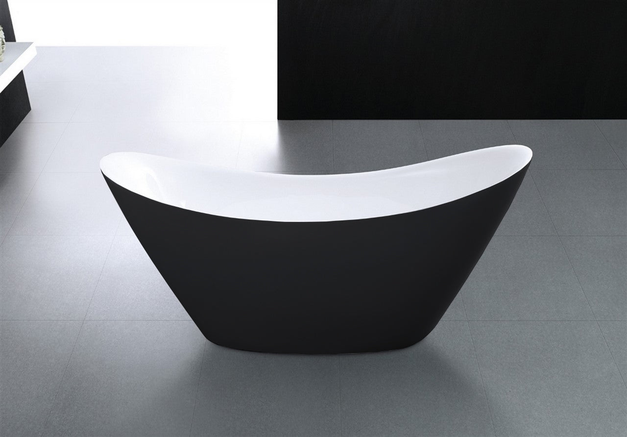 68'' Kube Luna Black and White Free Standing Bathtub