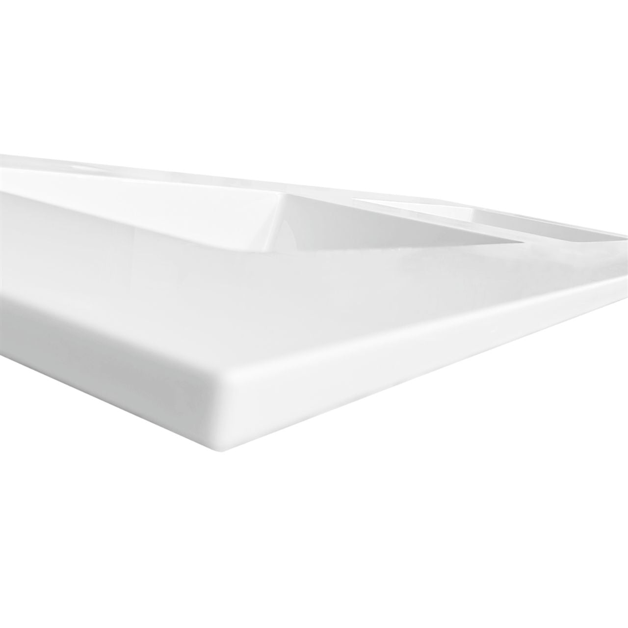 48''x 19.75'' KubeBath White Quartz Counter-Top W/ Double Under-Mount Sink