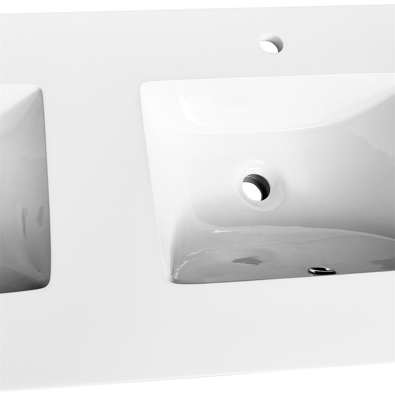 48''x 19.75'' KubeBath White Quartz Counter-Top W/ Double Under-Mount Sink