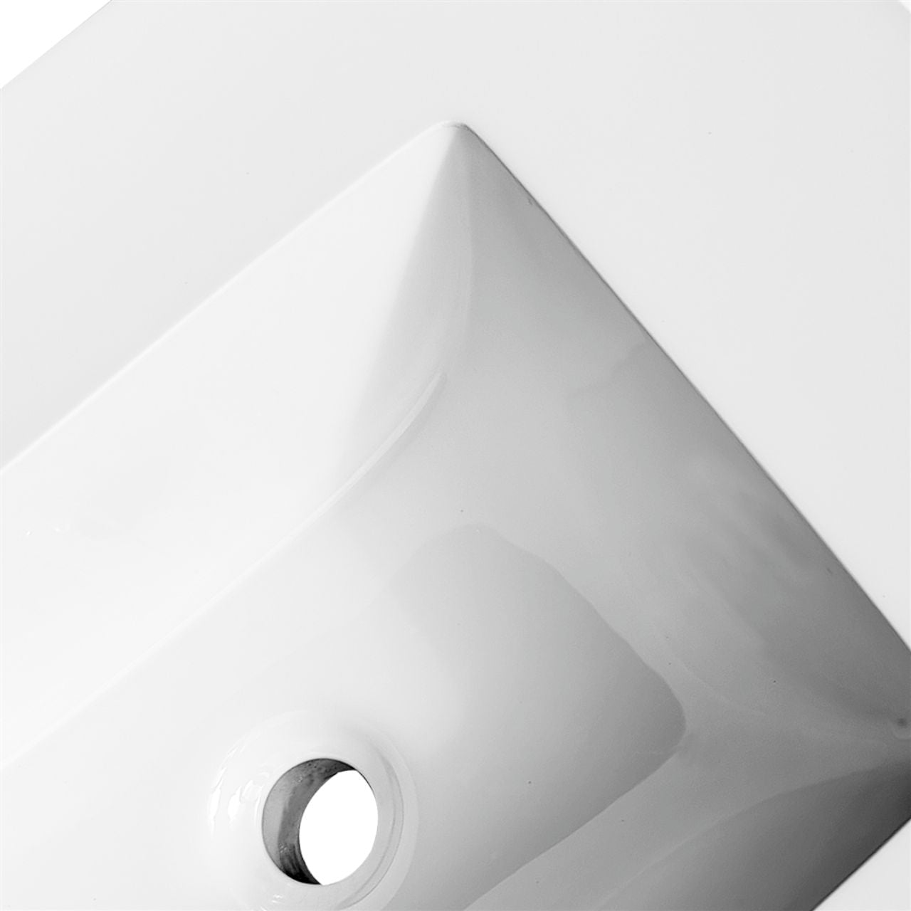 48''x 19.75'' KubeBath White Quartz Counter-Top W/ Double Under-Mount Sink