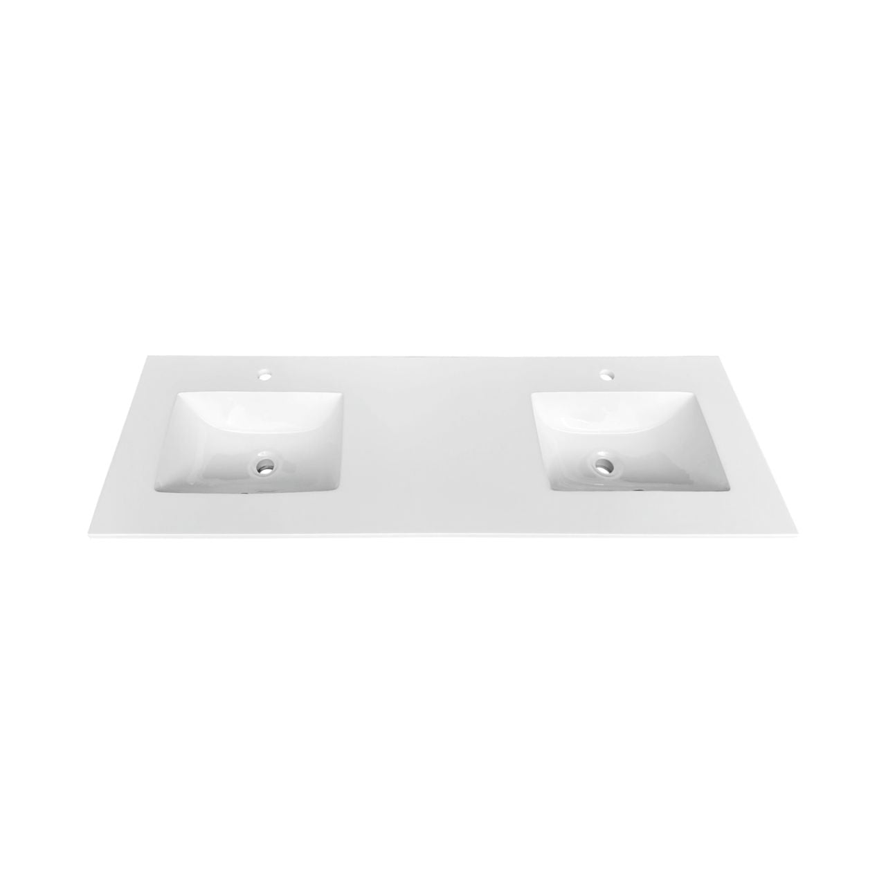 60'' x 19.75'' KubeBath White Quartz Counter-Top W/ Double Under-Mount Sink