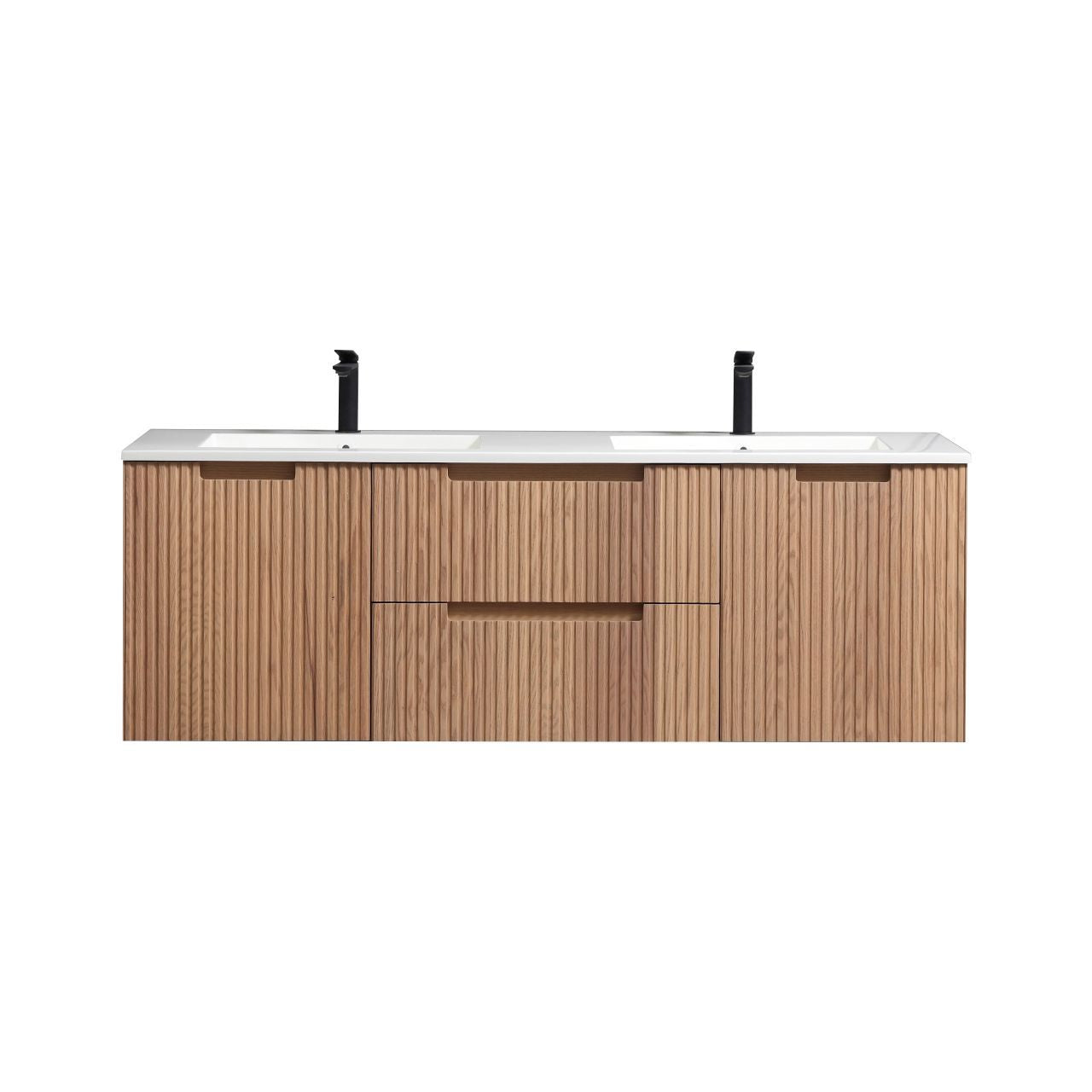 60'' Fiore Modern Wall Mount Double Sink Bathroom Vanity OAKWOOD