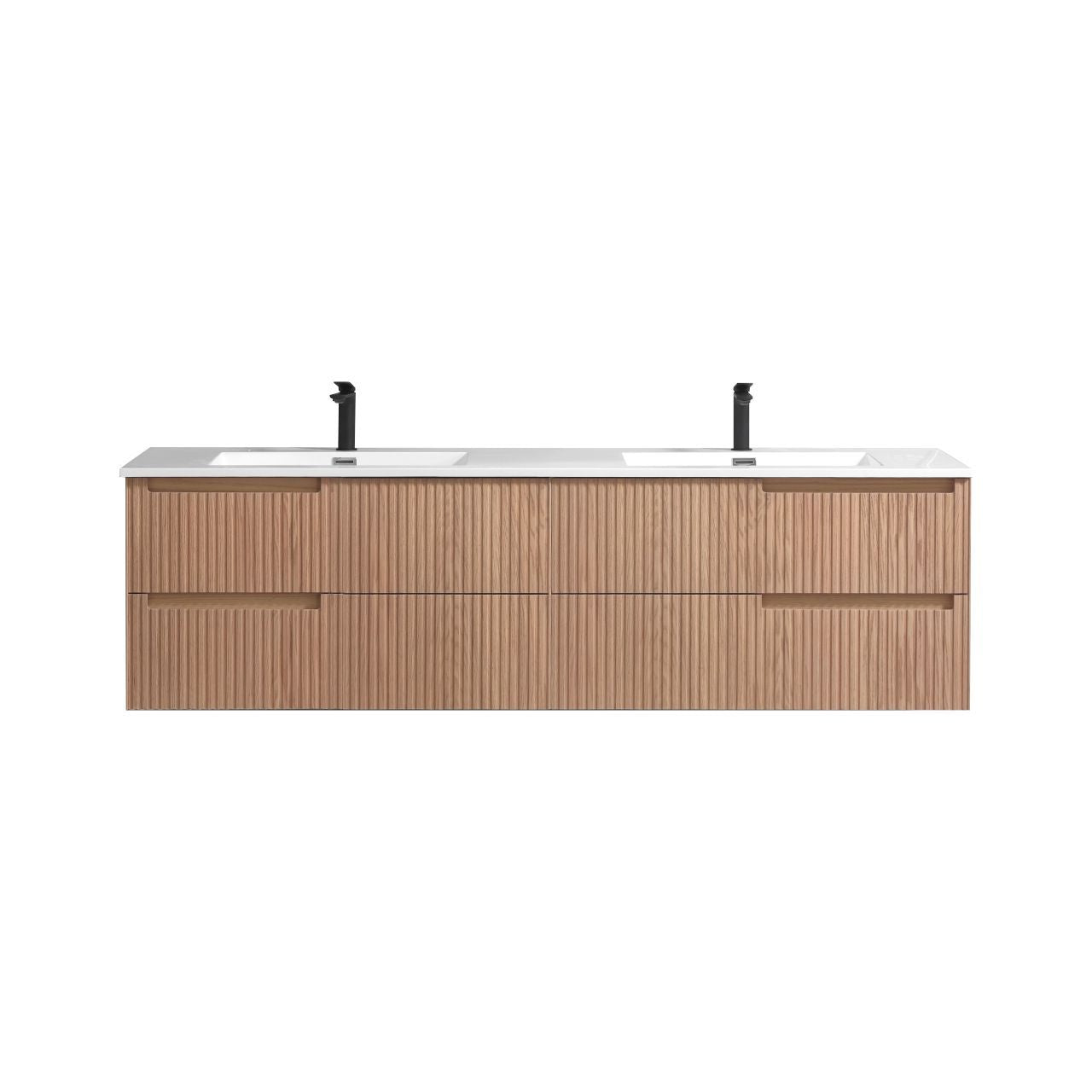 71.2'' Fiore Modern Wall Mount Double Sink Bathroom Vanity OAKWOOD