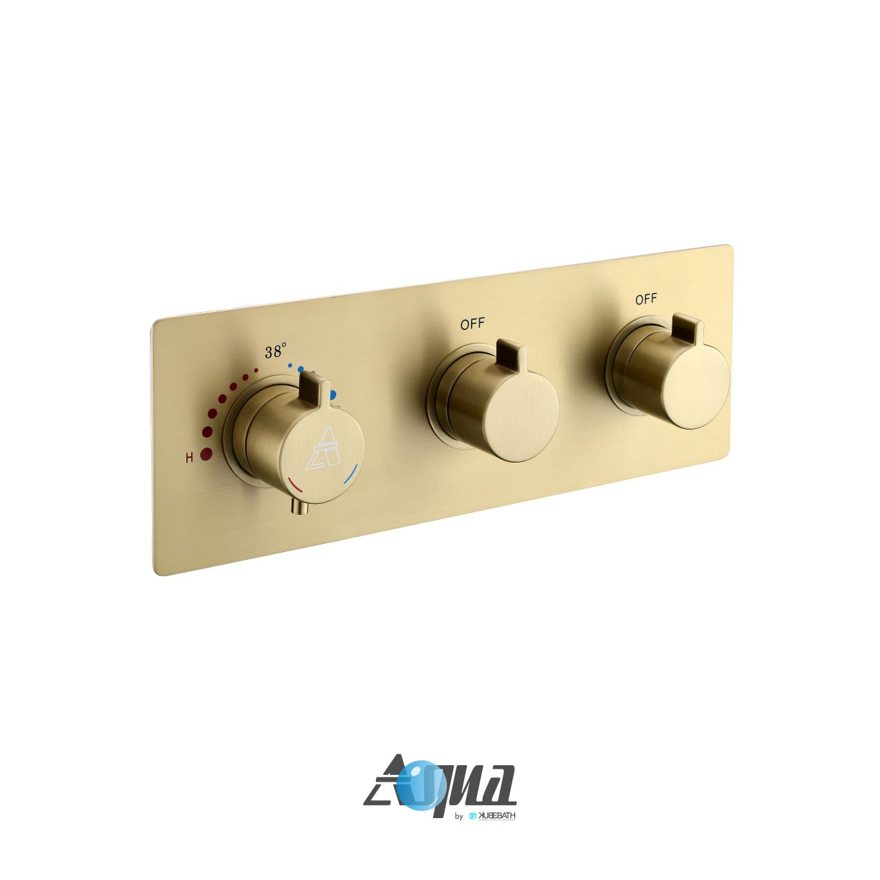 Aqua Piazza by KubeBath 2-Way Thermostatic Valve Brushed Gold