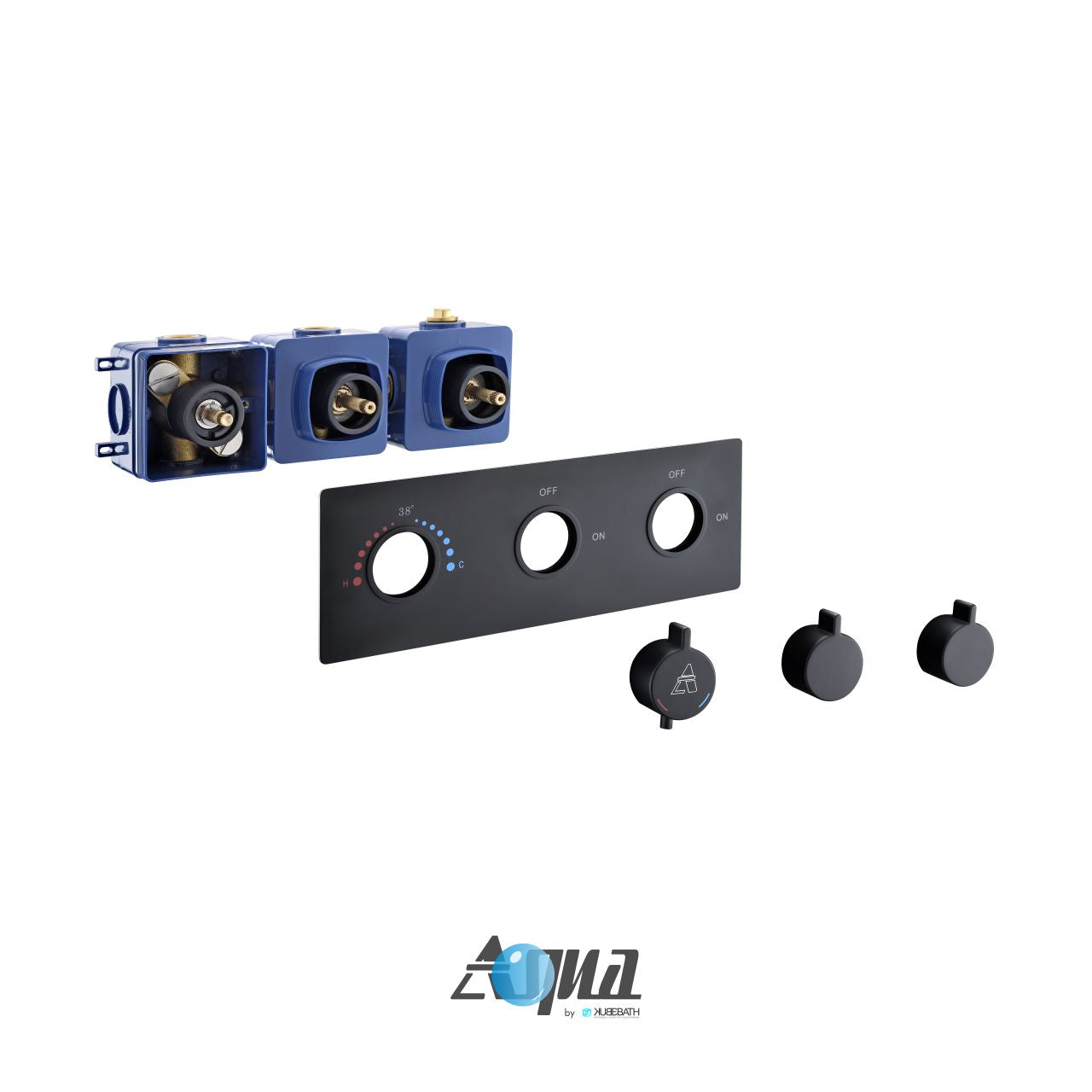 Aqua Piazza by KubeBath 2-Way Thermostatic Valve Black