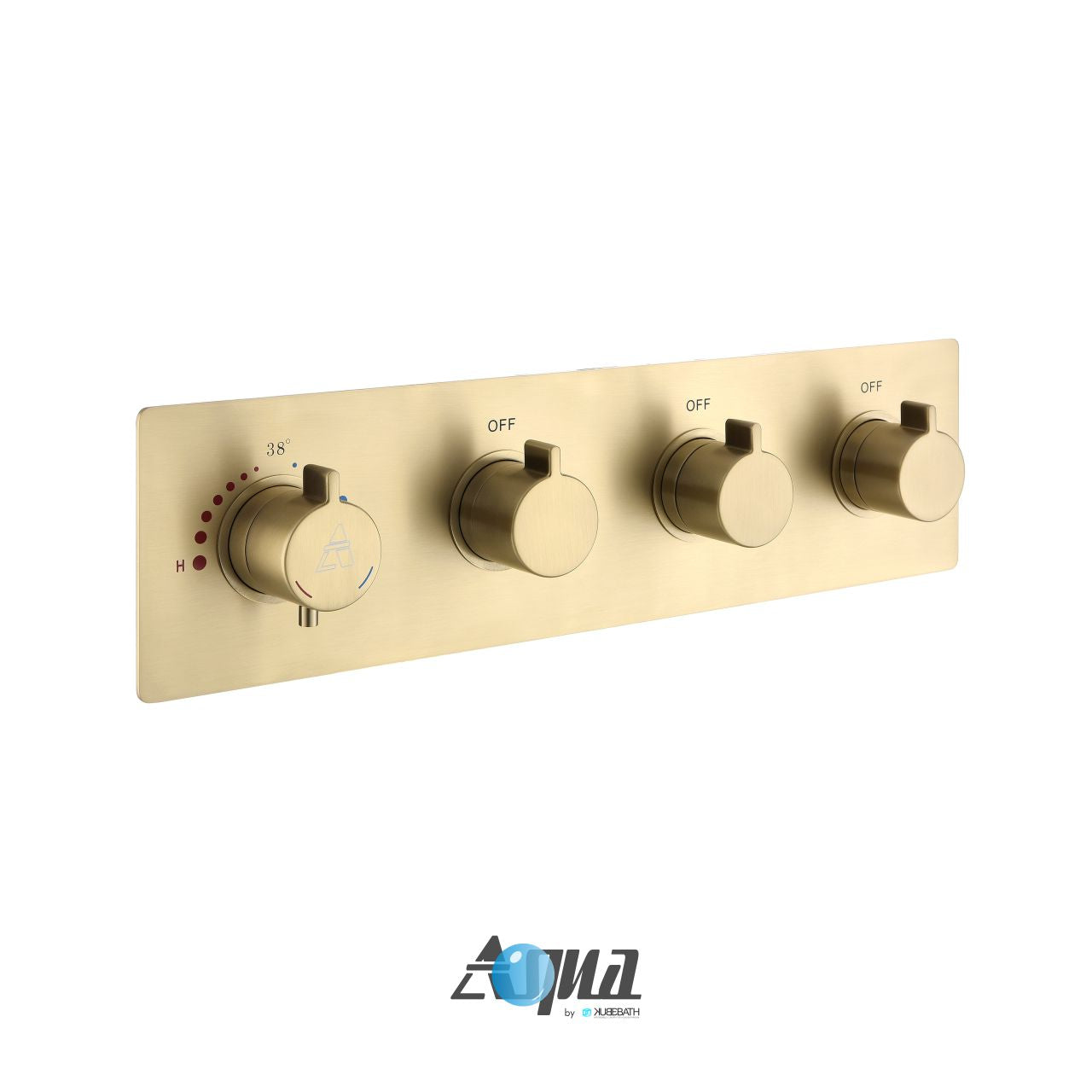 Aqua Piazza by KubeBath 3-Way Thermostatic Valve Brushed Gold