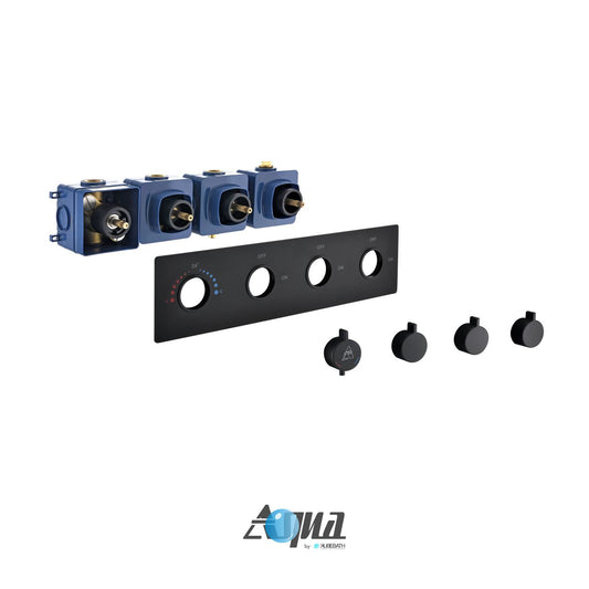 Aqua Piazza by KubeBath 3-Way Thermostatic Valve Black