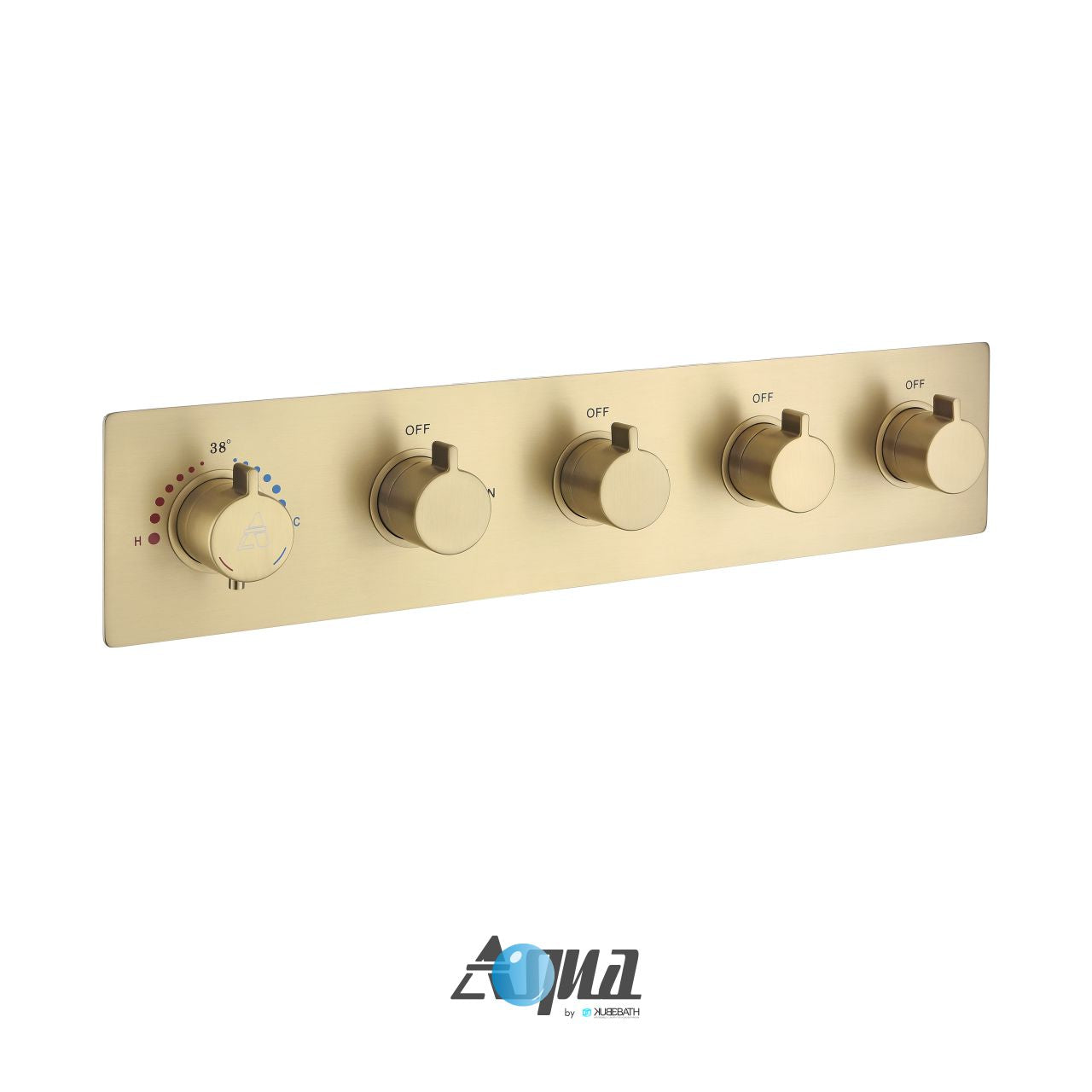 Aqua Piazza by KubeBath 4-Way Thermostatic Valve Brushed Gold