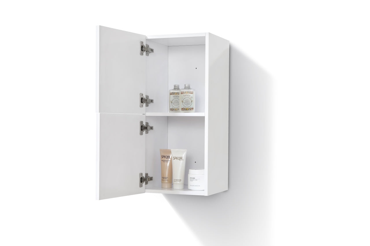 Bathroom Acrylic High Gloss White Linen Side Cabinet w/ 2 Storage Areas