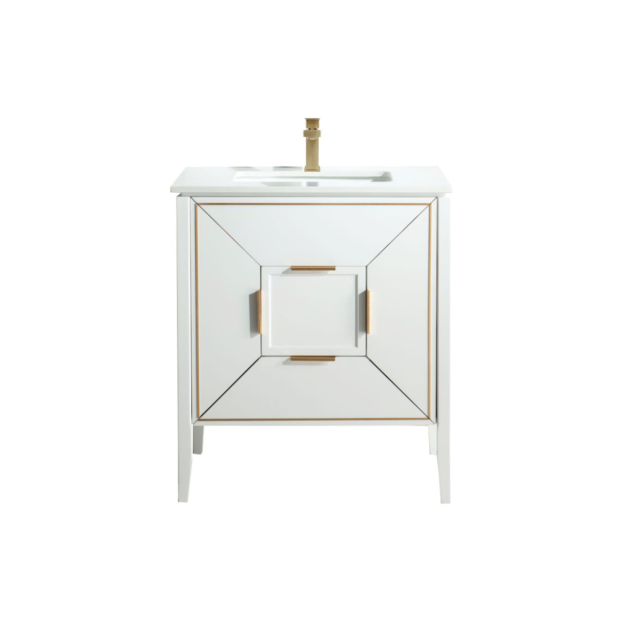 Vetro 30'' Semi Gloss White Vanity W/ Quartz Counter Top
