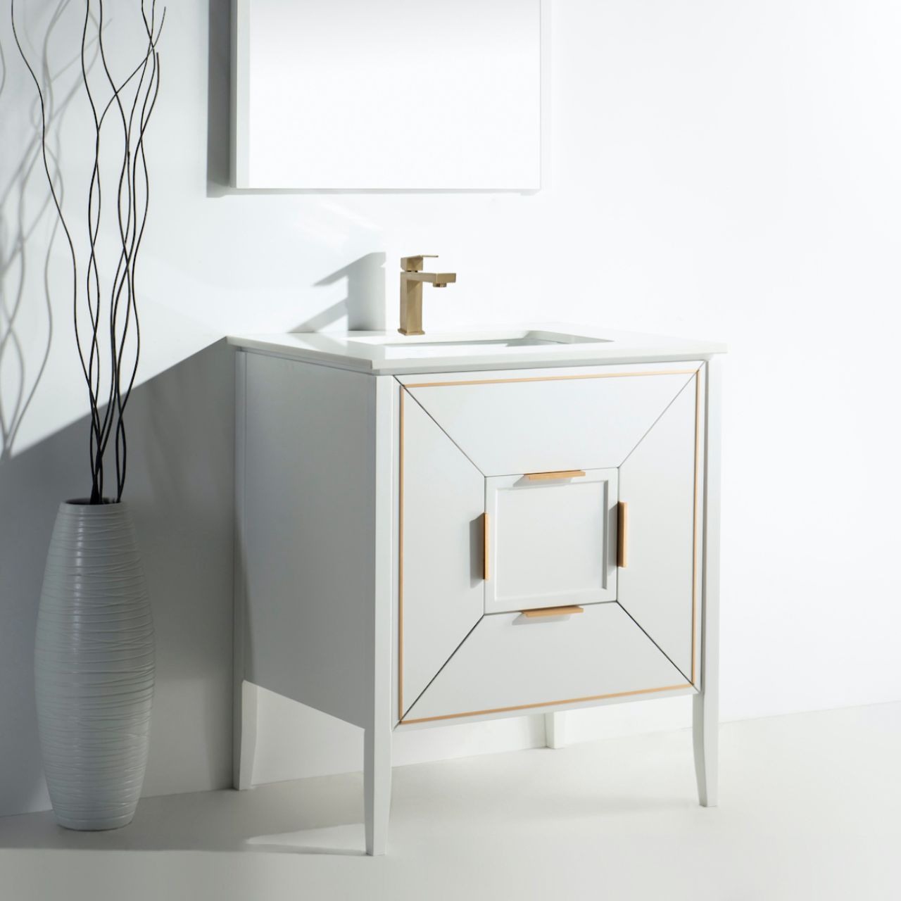 Vetro 30'' Semi Gloss White Vanity W/ Quartz Counter Top