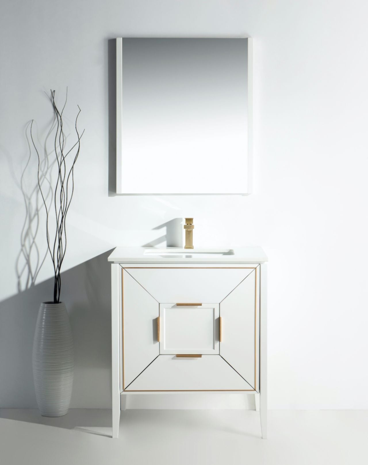 Vetro 30'' Semi Gloss White Vanity W/ Quartz Counter Top