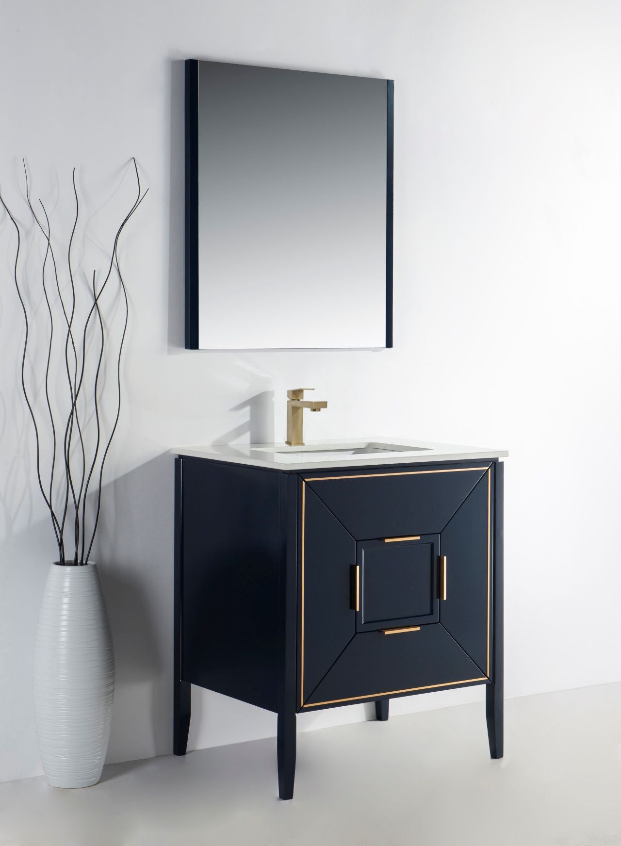 Vetro 30'' Navy Blue Vanity W/ Quartz Counter Top