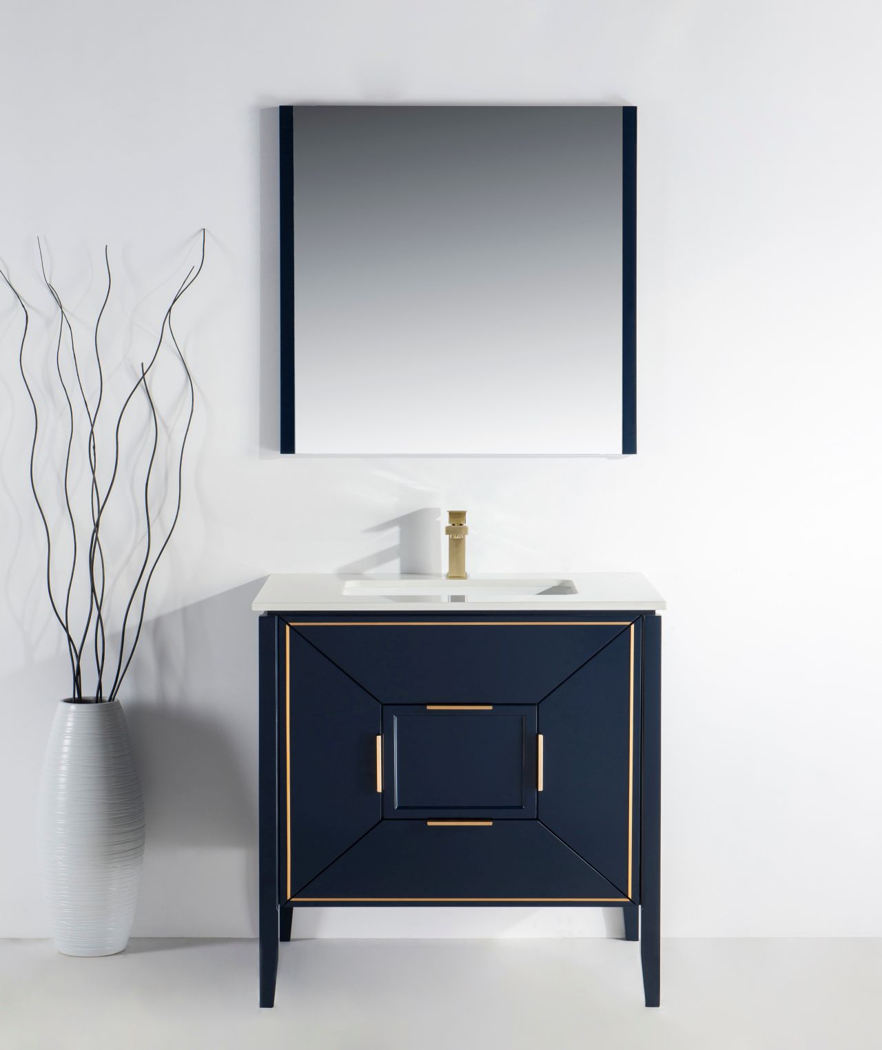 Vetro 36'' Navy Blue Vanity W/ Quartz Counter Top