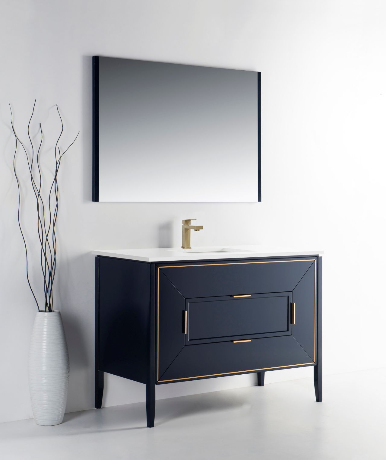 Vetro 48'' Navy Blue Vanity W/ Quartz Counter Top