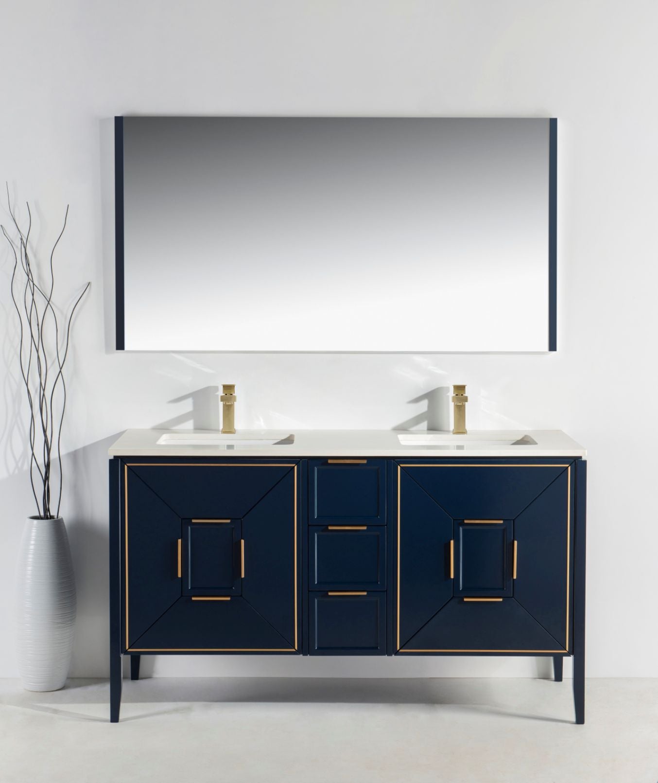 Vetro 60'' Navy Blue Vanity W/ Quartz Counter Top
