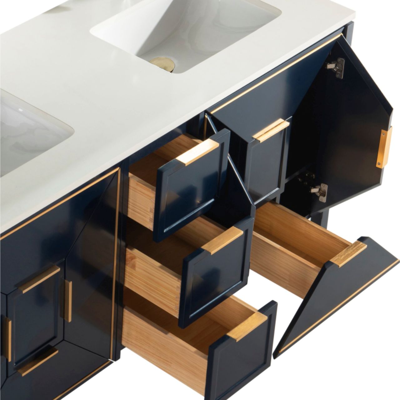 Vetro 60'' Navy Blue Vanity W/ Quartz Counter Top