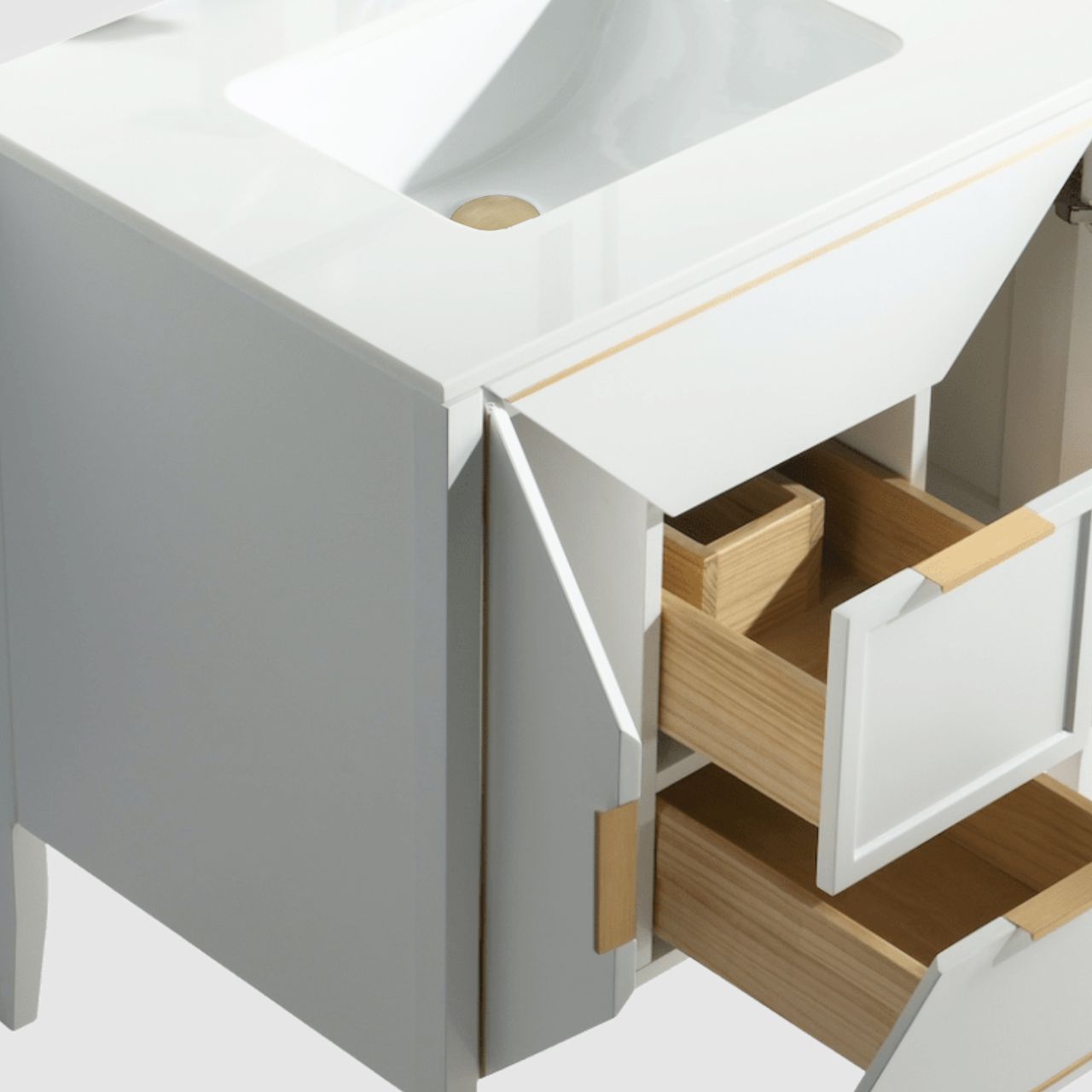 Vetro 60'' Semi Gloss White Vanity W/ Quartz Counter Top