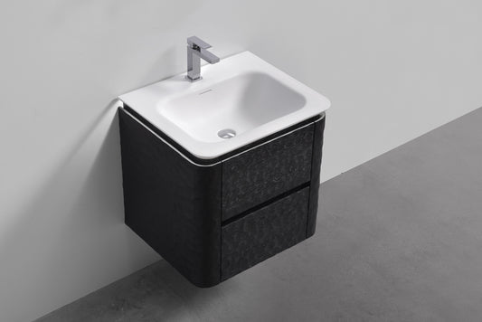 24'' Lumi Modern Wall Mount Bathroom Vanity - True Black