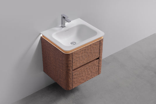 24'' Lumi Modern Wall Mount Bathroom Vanity - Weathered Wood