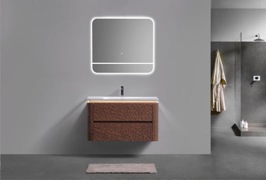 40'' Lumi Modern Wall Mount Bathroom Vanity - Weathered Wood