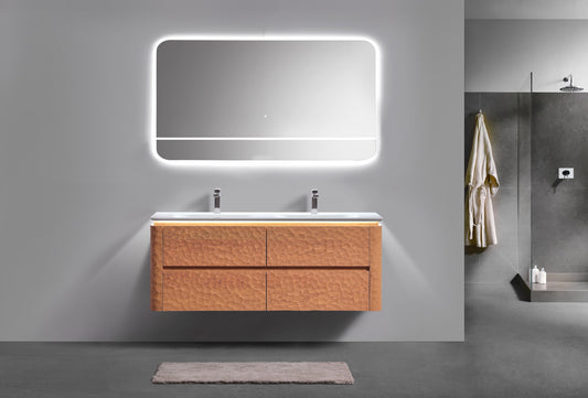60'' Lumi Modern Double Sink Wall Mount Bathroom Vanity - OAKWOOD