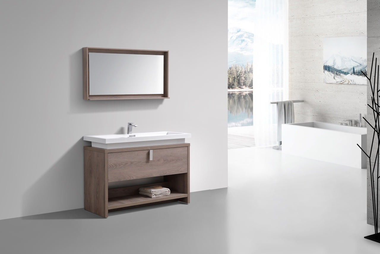 Levi 48" Butternut Modern Bathroom Vanity w/ Cubby Hole