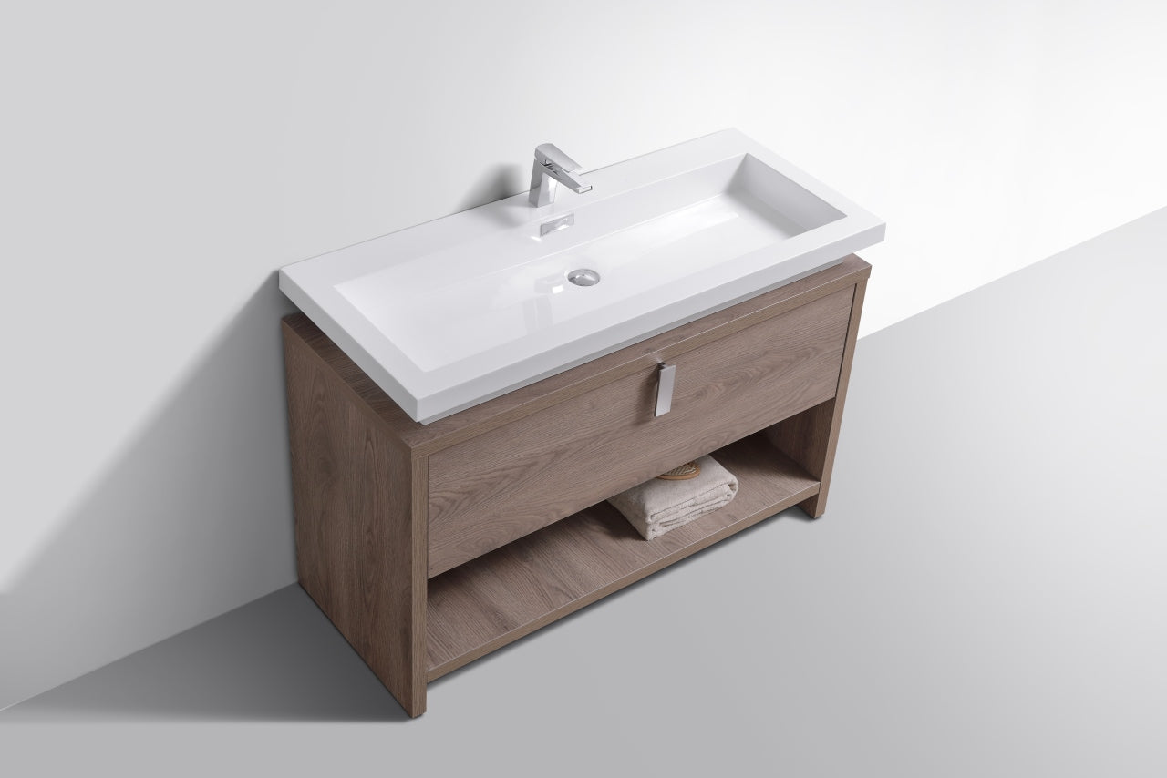 Levi 48" Butternut Modern Bathroom Vanity w/ Cubby Hole