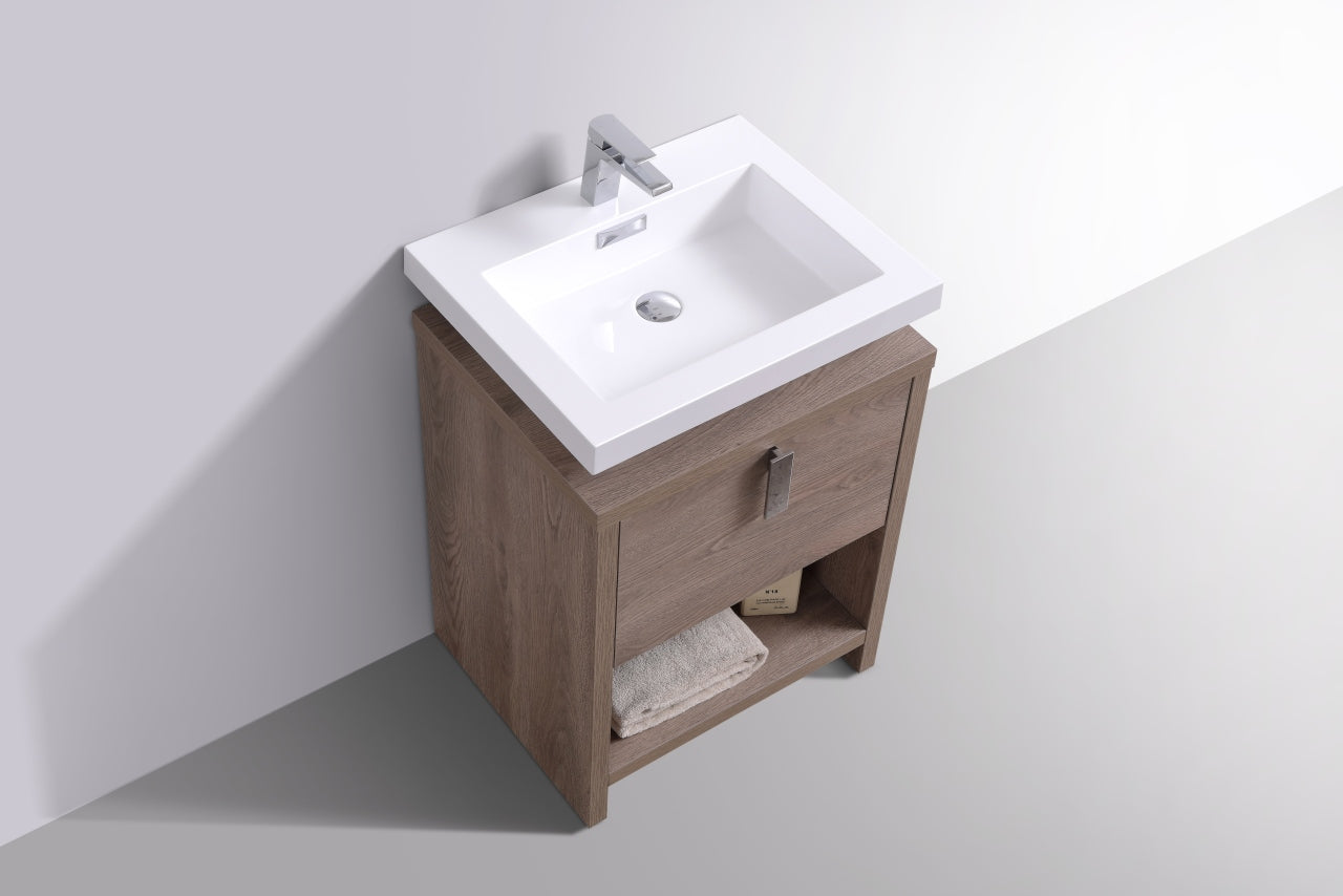 Levi 24" Butternut Modern Bathroom Vanity w/ Cubby Hole