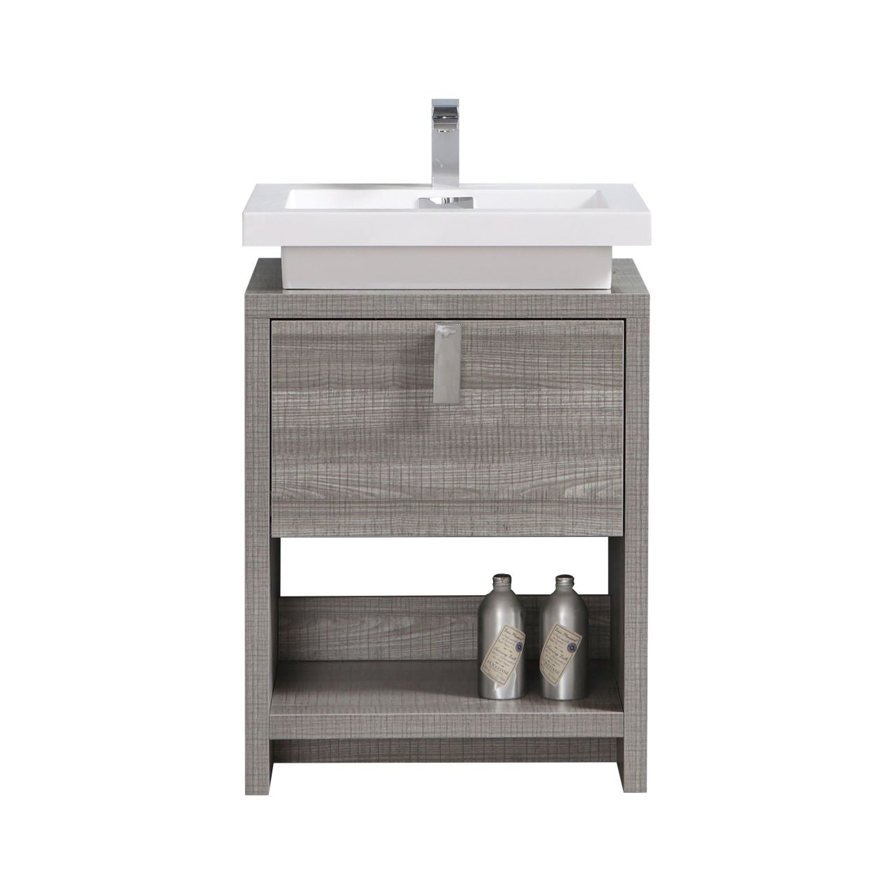 Levi 24" Ash Gray Modern Bathroom Vanity w/ Cubby Hole
