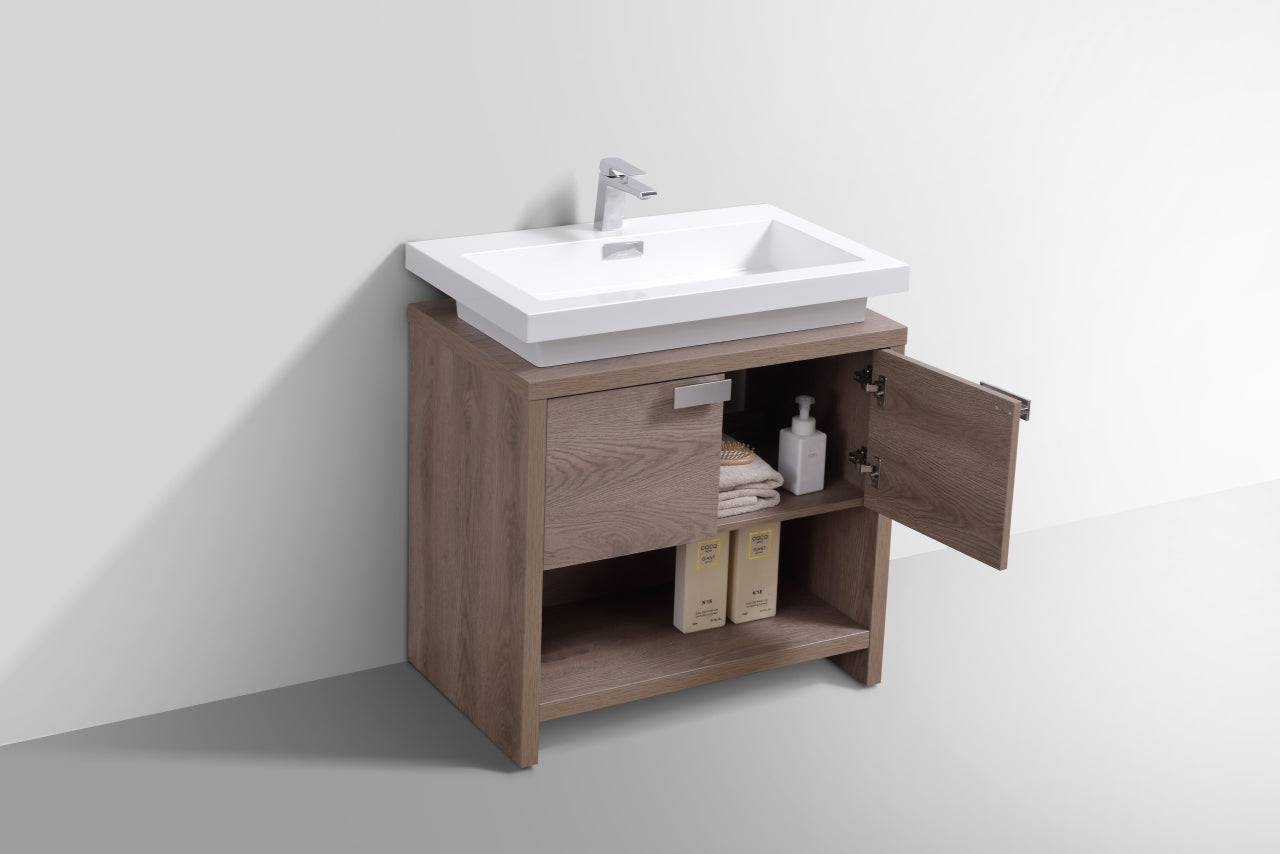Levi 32" Butternut Modern Bathroom Vanity w/ Cubby Hole