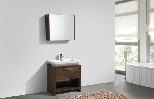 Levi 30" Rosewood Modern Bathroom Vanity w/ Cubby Hole