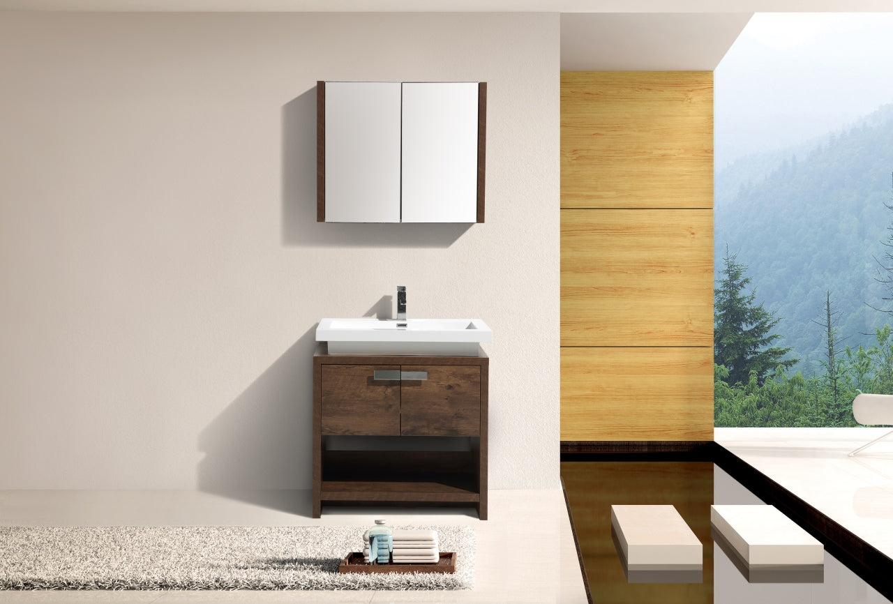 Levi 32" Rosewood Modern Bathroom Vanity w/ Cubby Hole