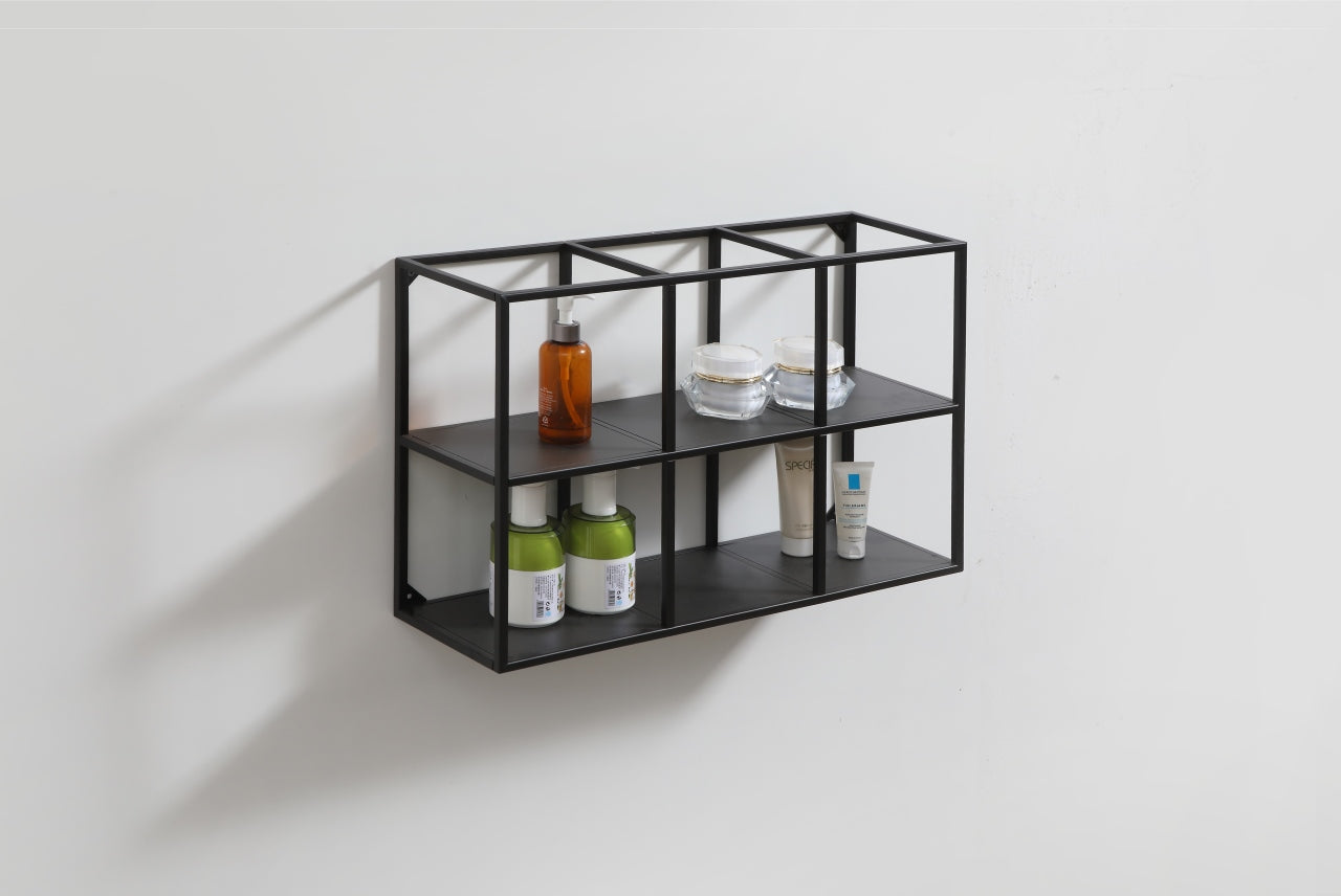 Kube 24" Wide Wall Mount Metal Shelf Unit Black