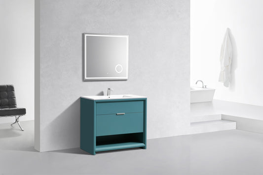 NUDO 36'' Floor Mount Modern bathroom Vanity in Teal Green Finish