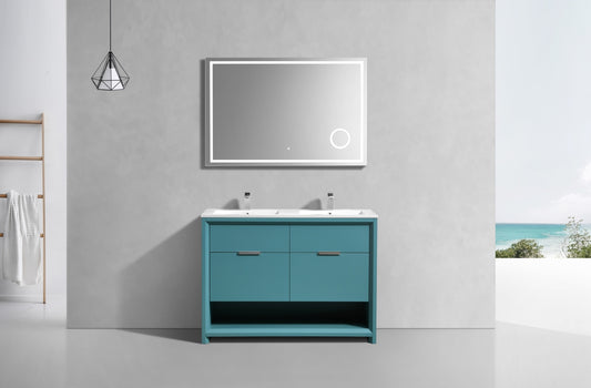 NUDO 48'' Floor Mount Double Modern bathroom Vanity in Teal Green Finish