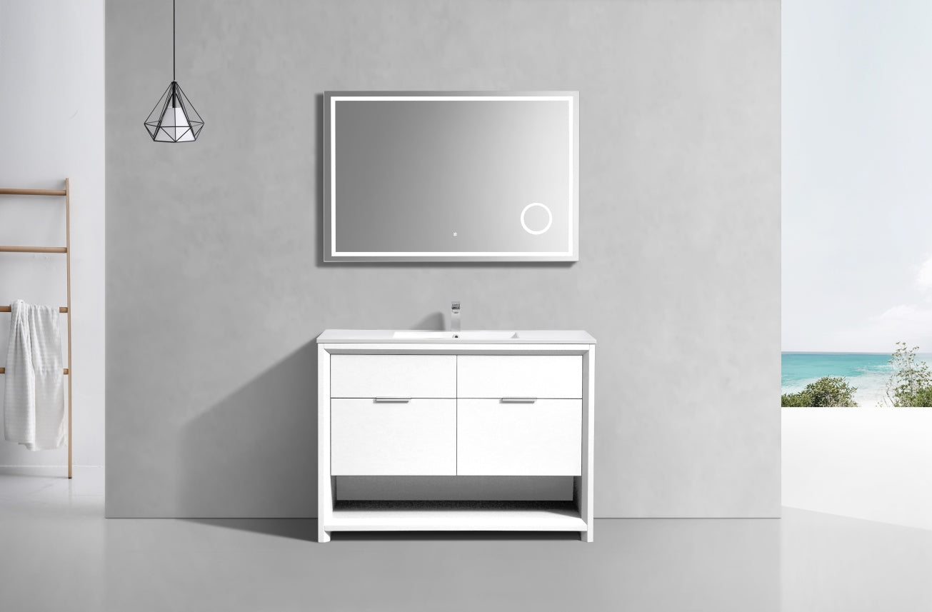 NUDO 48'' Floor Mount Single Sink Modern bathroom Vanity in Gloss White Finish