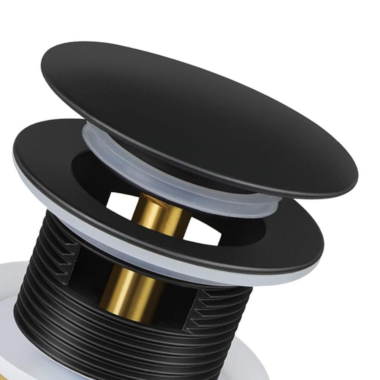 Kubebath Solid Brass Construction Pop-Up Drain Matte Black Finish – W/ Overflow