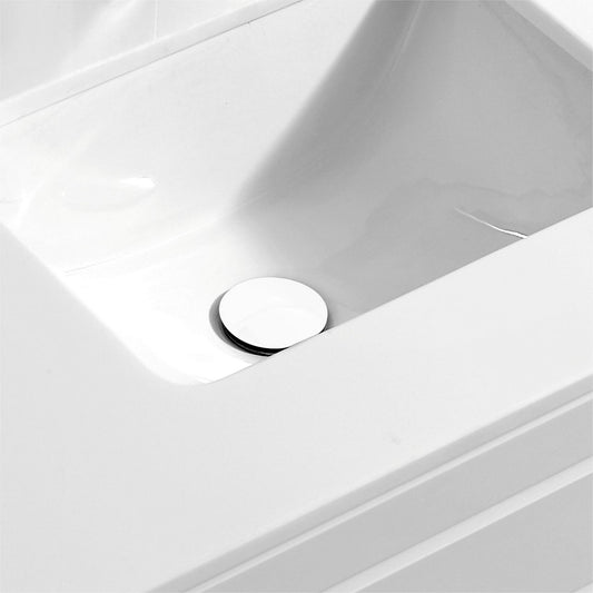 Kubebath Solid Brass Construction Pop-Up Drain White Finish W/ Overflow